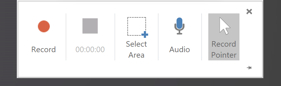 Screen Recording menu, when launched from PowerPoint.