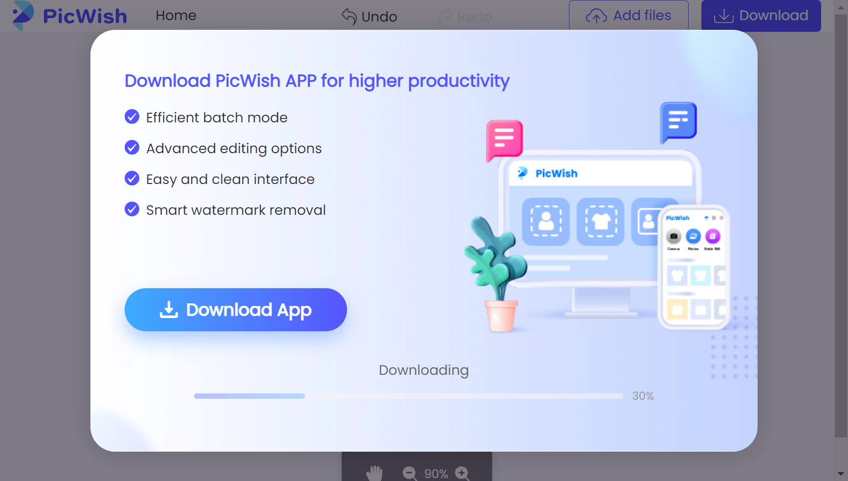 PicWish - image downloading (after clicking Download button).